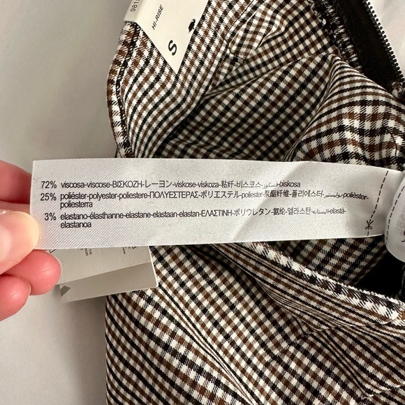 Zara Women Hi Rise Legging Plaid Side Zip Dress Pants Brown Size S NWT - Picture 11 of 15